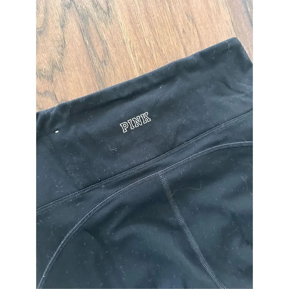 Pink Victorias Secret Sport Black Laser Cut Lace Ankle Leggings XS - Picture 5 of 5